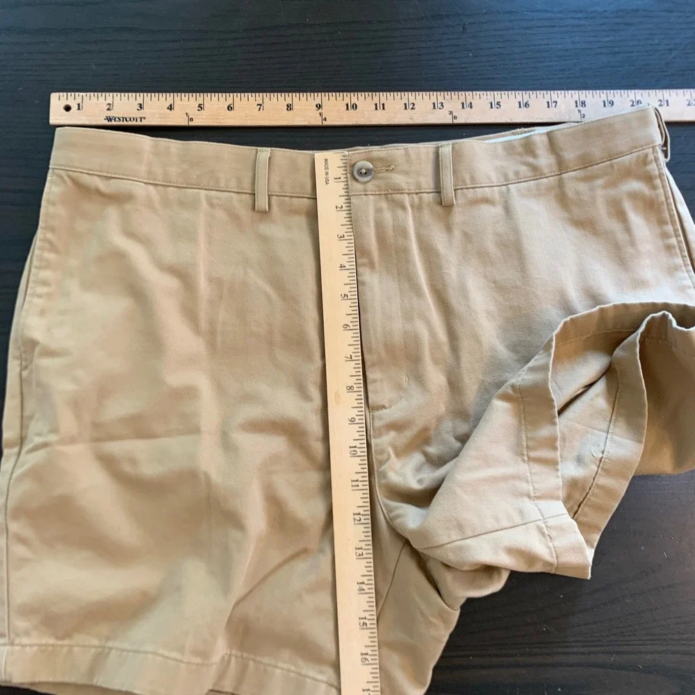 Lands End Mens 40 Traditional Fit Chino Shorts Khaki Tan 100% Cotton 300888